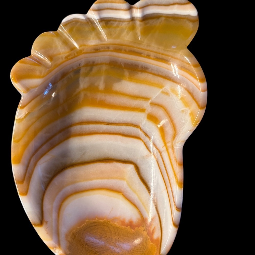 Vintage Carved onyx foot shaped dish tray decorative